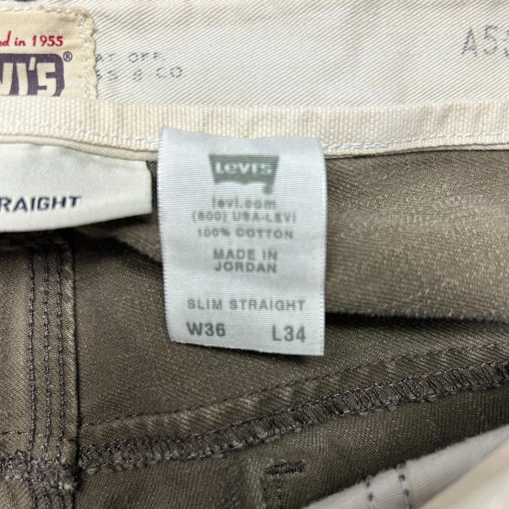Levi's Tab Twills Straight Leg Jeans Mens 36x34 Brown Cotton Distressed 